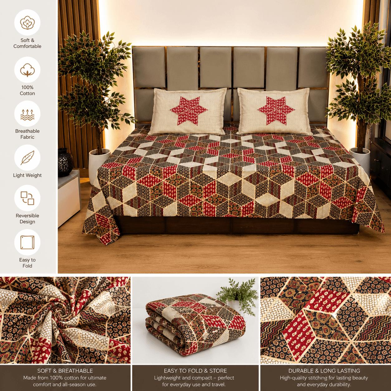 1171 pure cotton King Size Bed Sheet