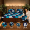 Abstract Patchwork Grid Wami Pure cotton bedsheet Abstract Patchwork Grid Wami Pure cotton bedsheet