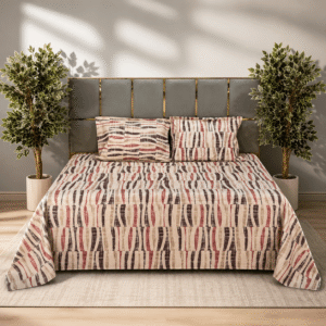 Abstract wavy stripe pure cotton king size bedsheet