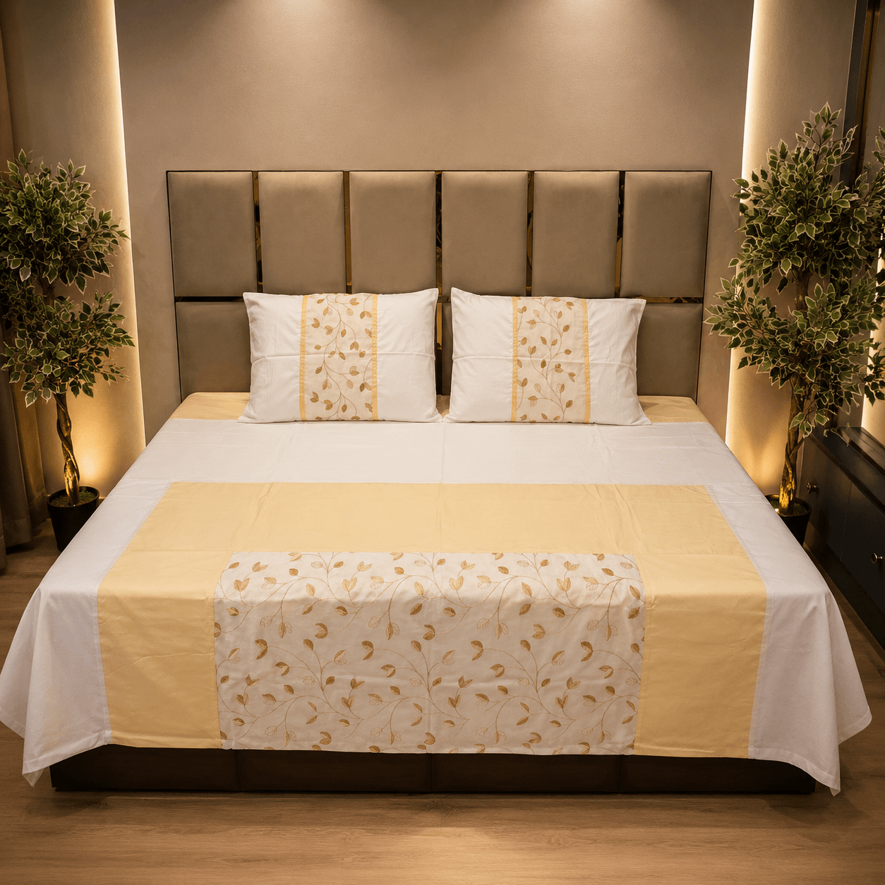 Botanical Panel Design Jazka 459 pure cotton king size bedsheet
