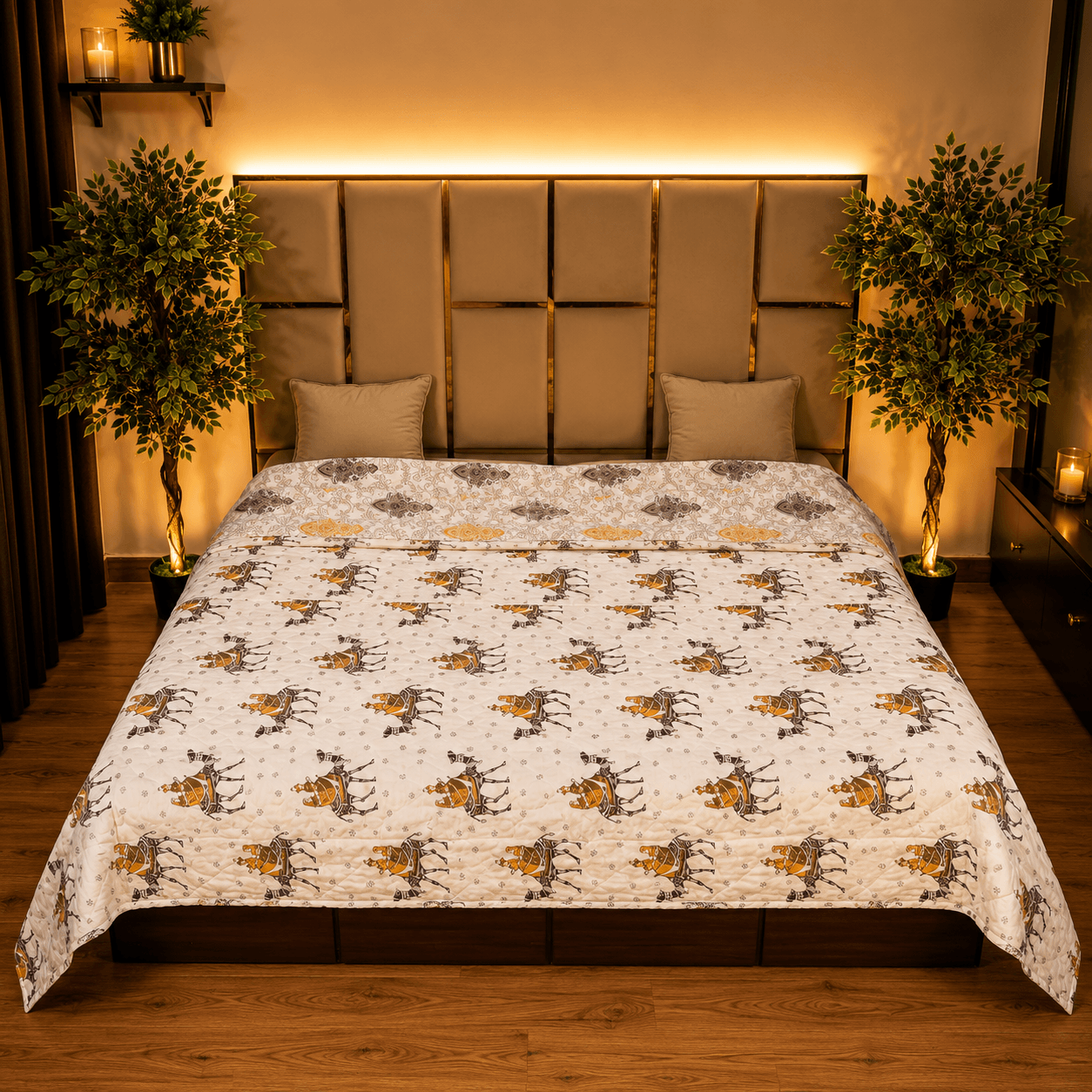 Camel Rider Brown pure cotton jaipuri quilt Camel Rider Brown pure cotton jaipuri quilt