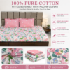 Jazkaa Luxe Mix & Match Elastic Fitted King Size Bedsheet with 2 Pillow Covers | Premium Cotton Fitted Bed Sheet for King Bed | Soft Breathable Bedding Set