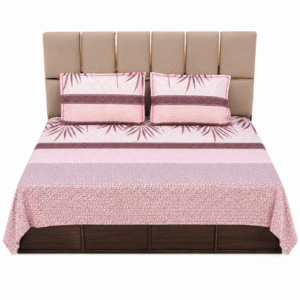 Pink Palms Print Solitaire pure cotton bedsheet
