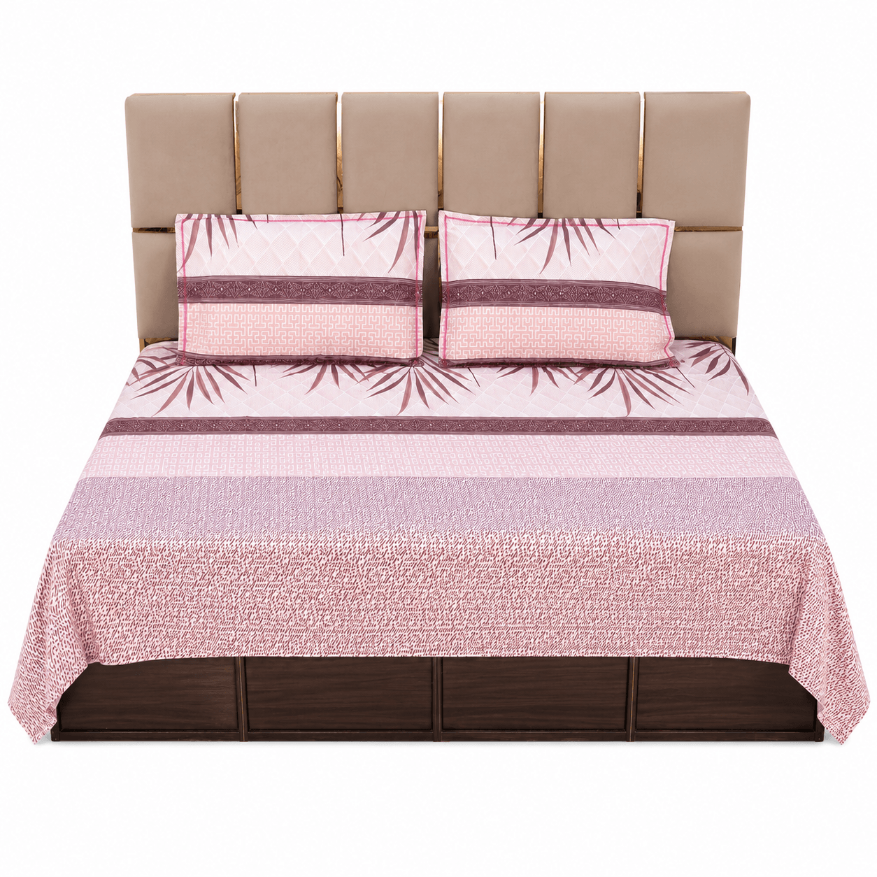 Pink Palms Print Solitaire pure cotton bedsheet Pink Palms Print Solitaire pure cotton bedsheet