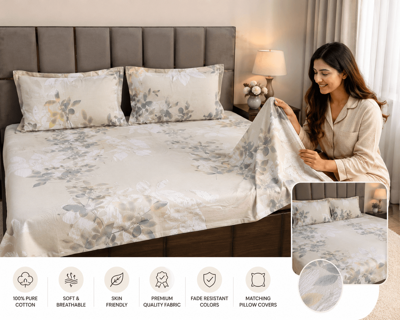 Leaf Havana cotton bedsheet Leaf Havana cotton bedsheet