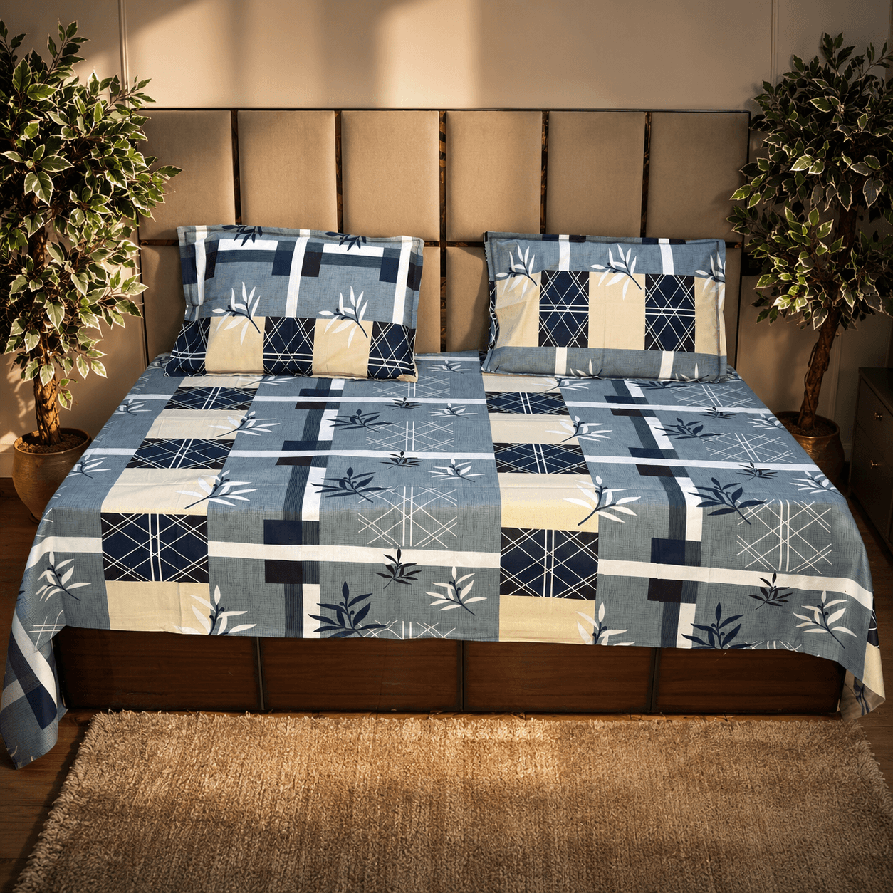 Bold Floral Blue Bonanza bedsheet