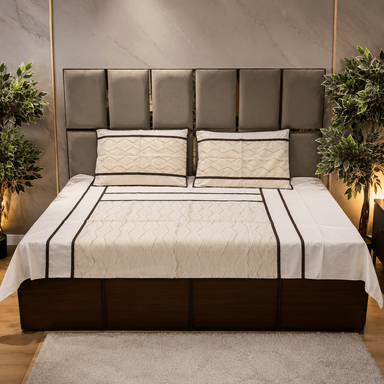 Diamond Zigzag JAZKAA 458 pure cotton Queen Size Bedsheet