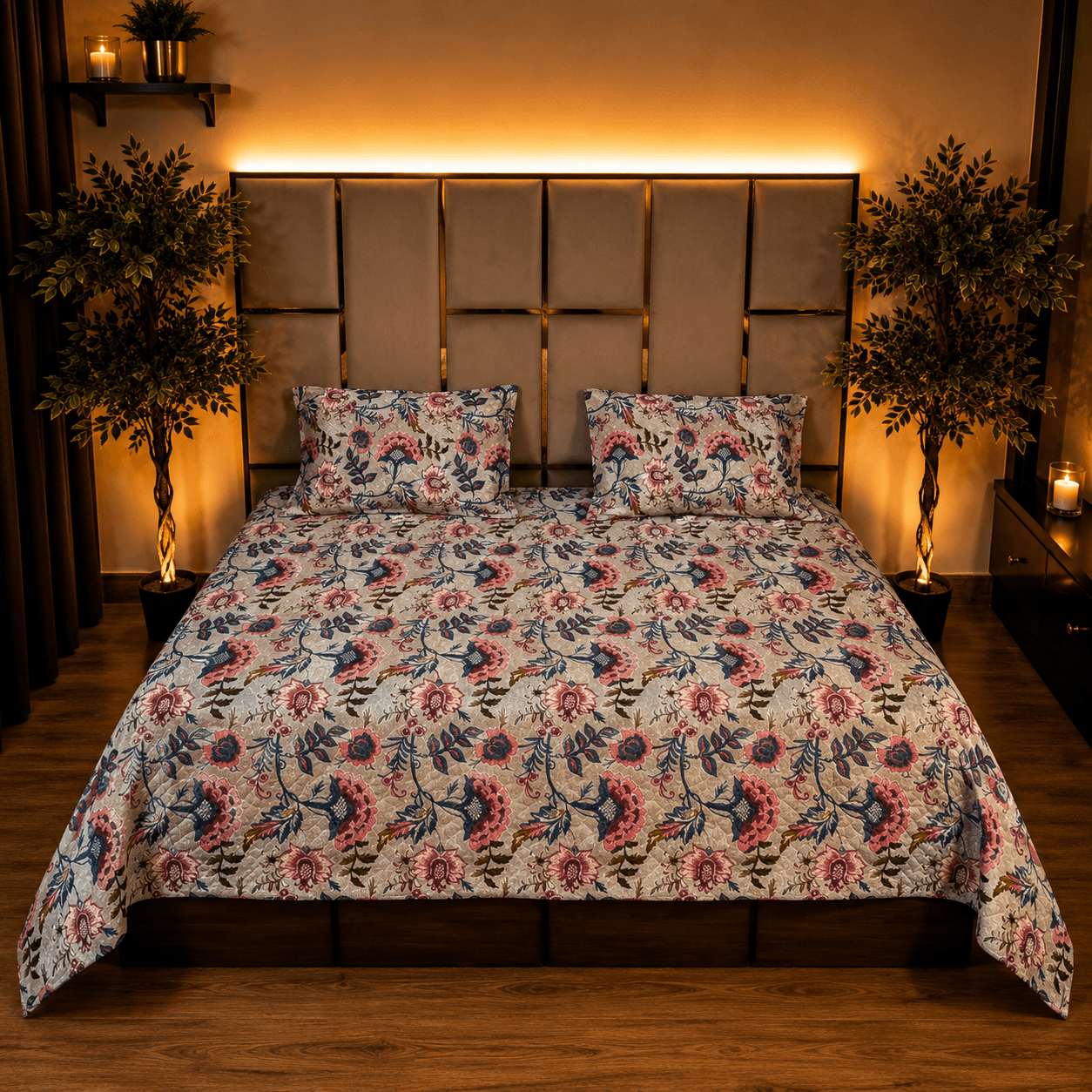 Floral harmony Erina pure cotton kingsize bedsheet Floral harmony Erina pure cotton kingsize bedsheet