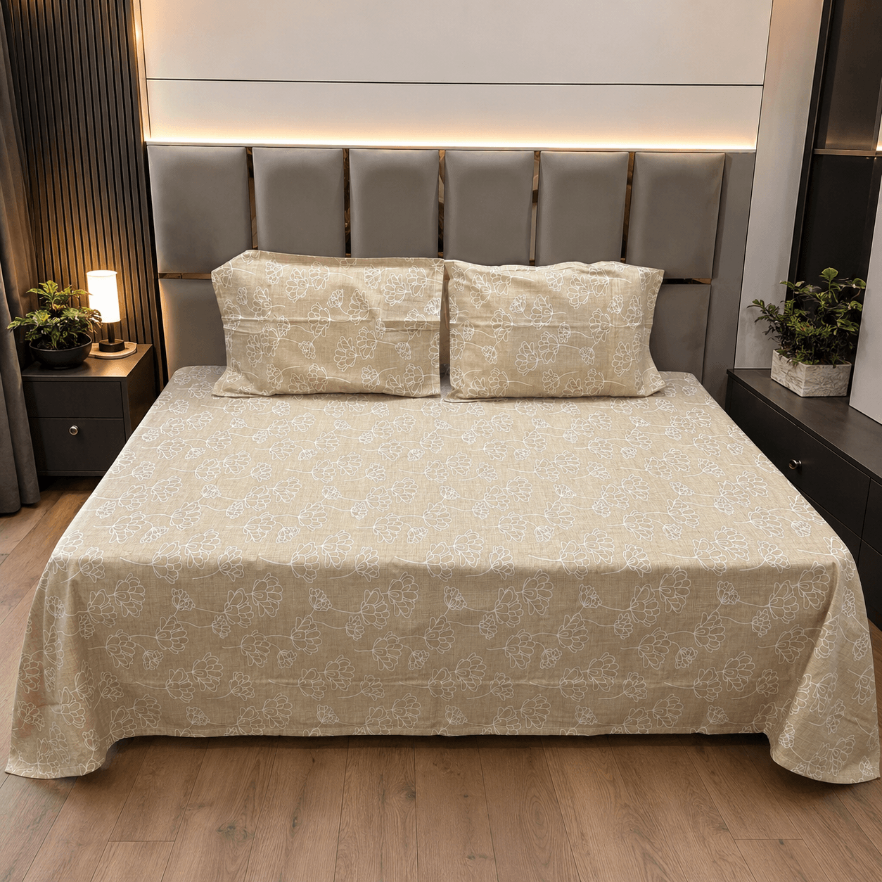 Floral Motif pure cotton king size bedsheet Floral Motif pure cotton king size bedsheet