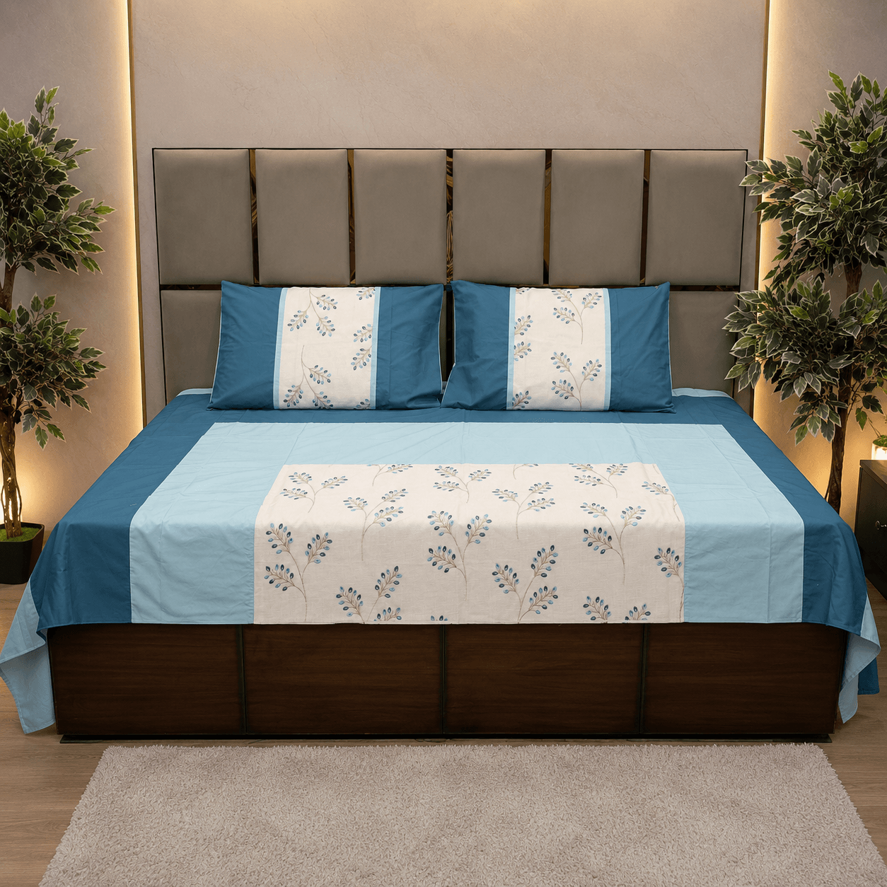 Floral Panel Design Jazka 459 pure cotton king size bedsheet