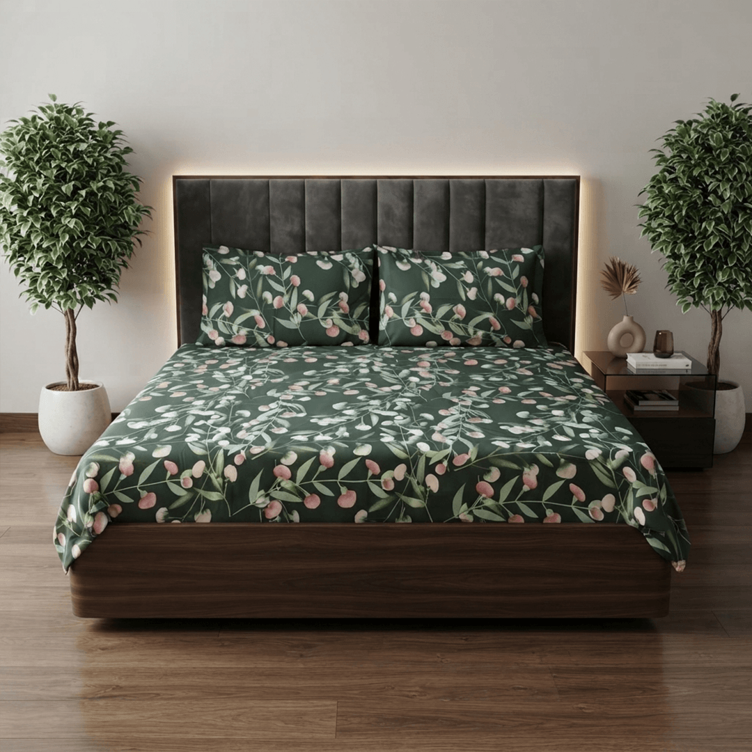 Foliage Print wami pure cotton bedsheet Foliage Print wami pure cotton bedsheet