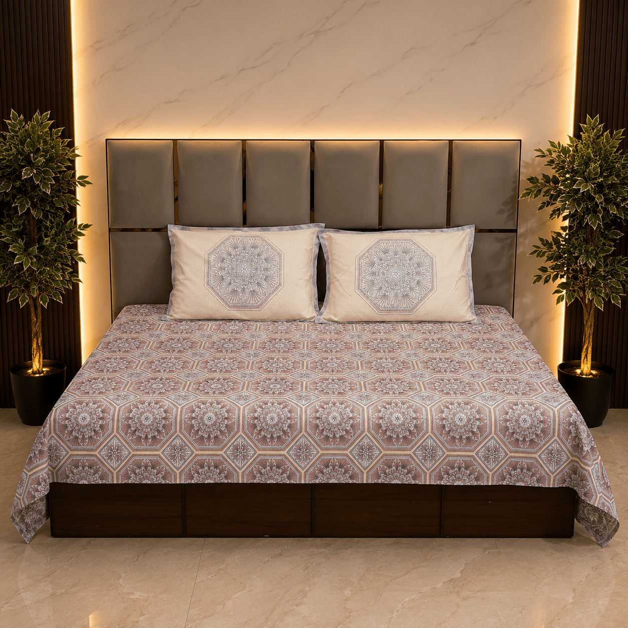 Mandala Hexagon pure cotton king size bedsheet