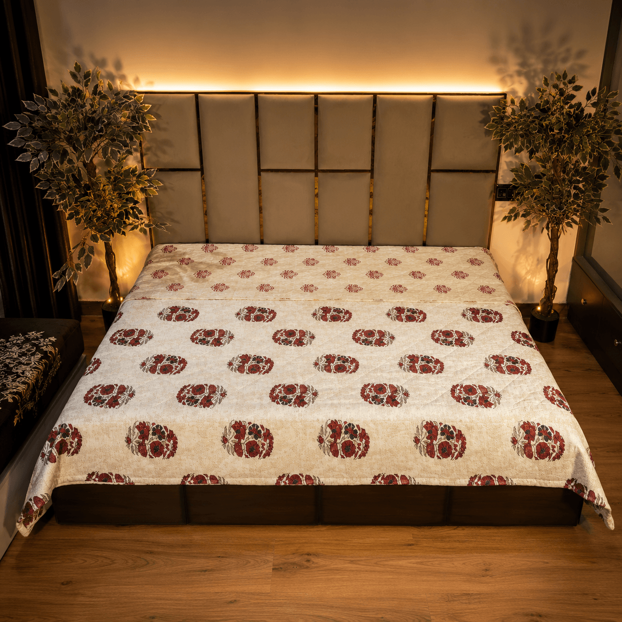 Rose Buta Red Ac Quilt Single Bed Rose Buta Red Ac Quilt Single Bed
