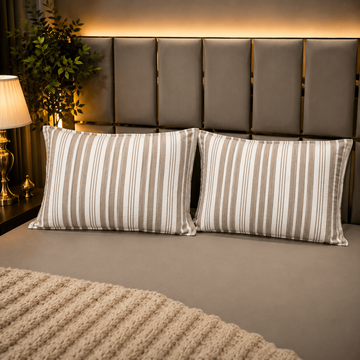 Multi Stripe Brown 3280 pure cotton Pillow Cover Multi Stripe Brown 3280 pure cotton Pillow Cover