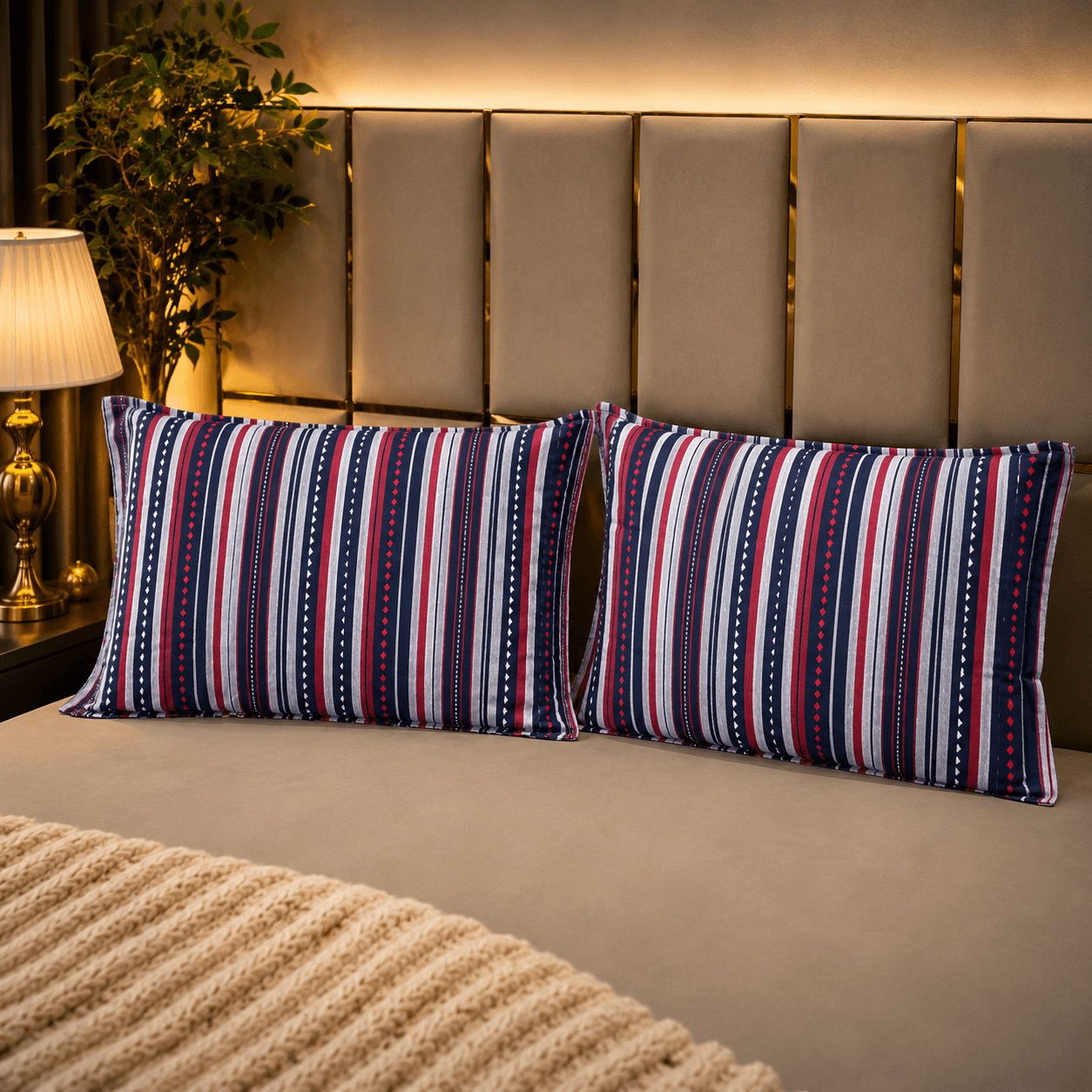 Multi Stripe red 3280 pure cotton Pillow Cover Multi Stripe red 3280 pure cotton Pillow Cover