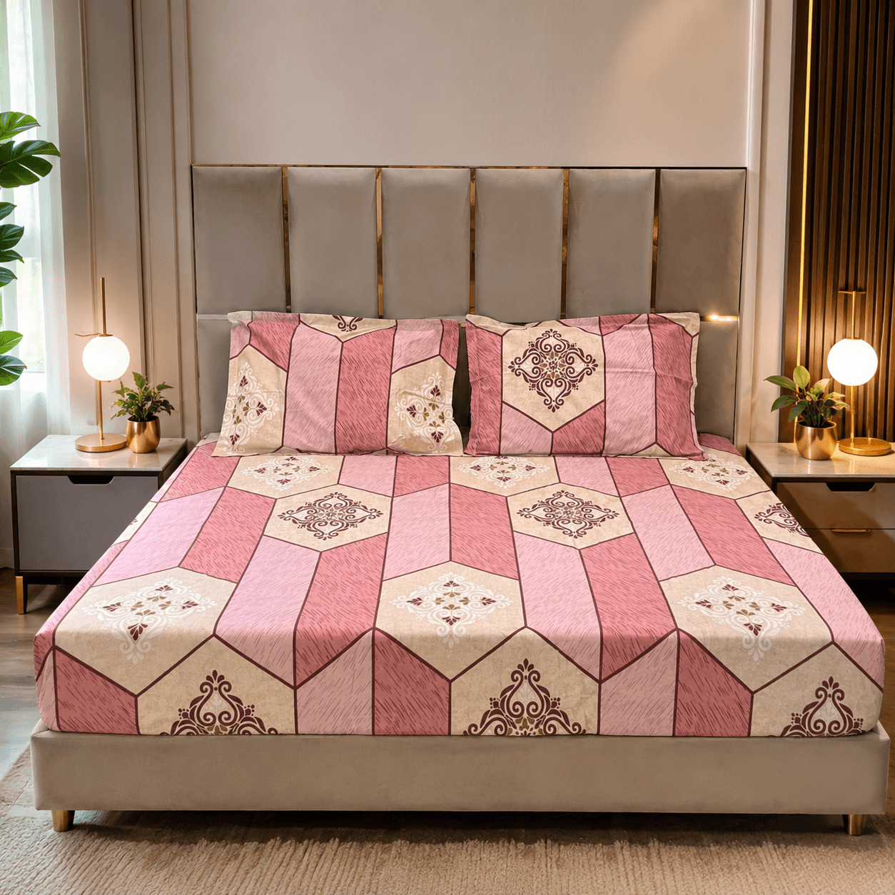 Ornamental Motif pure cotton king size bedsheet Ornamental Motif pure cotton king size bedsheet