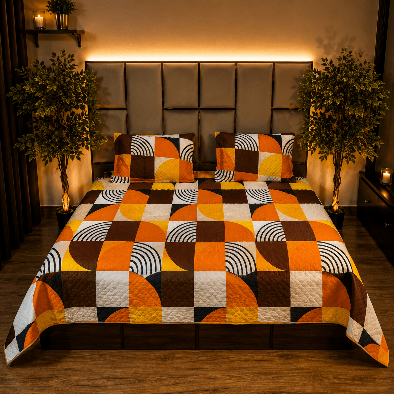 Retro Geometric Erina pure cotton kingsize bedsheet Retro Geometric Erina pure cotton kingsize bedsheet