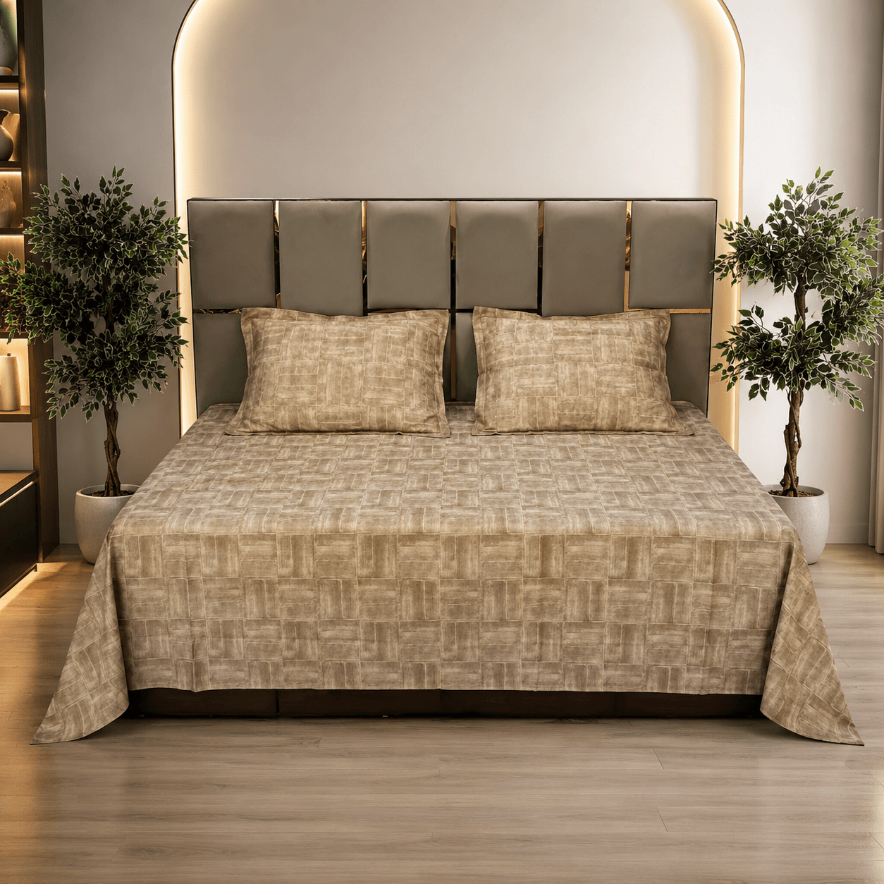 Rustic Grid Design 734 pure cotton bedsheet