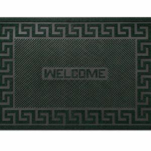 green welcome floor mat