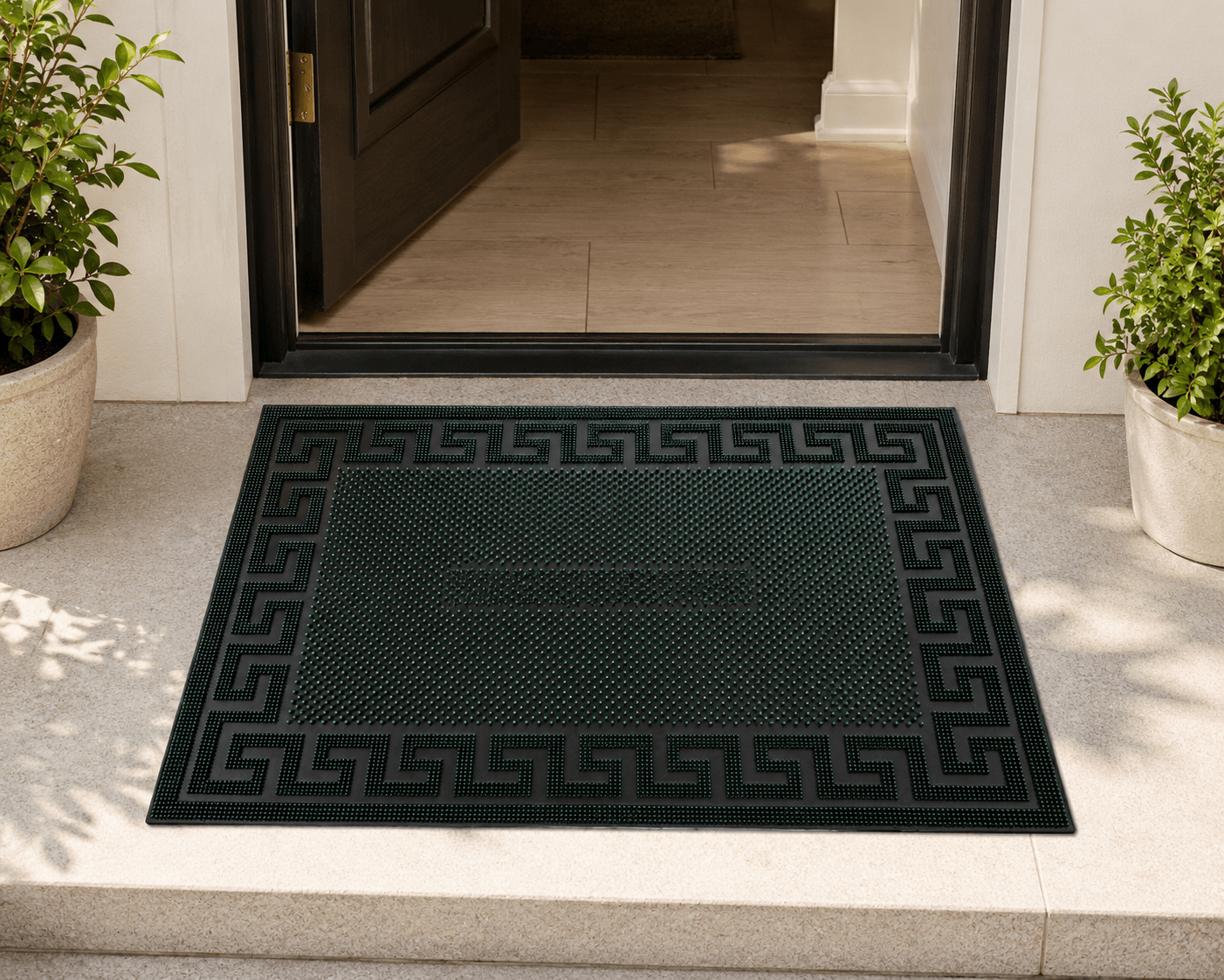green welcome floor mat placed green welcome floor mat placed
