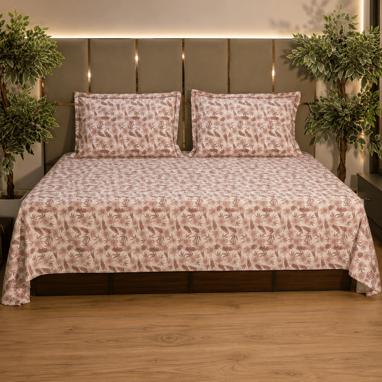 Floral leaf pure cotton king size bedsheet