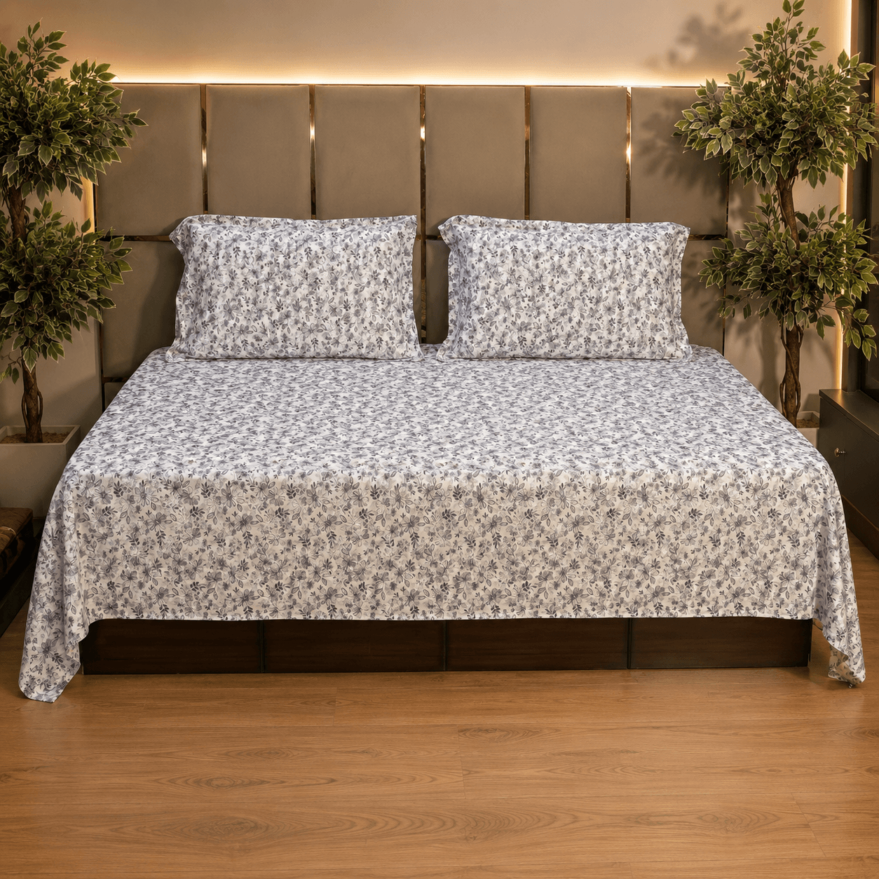 Calico floral pure cotton king size bedsheet