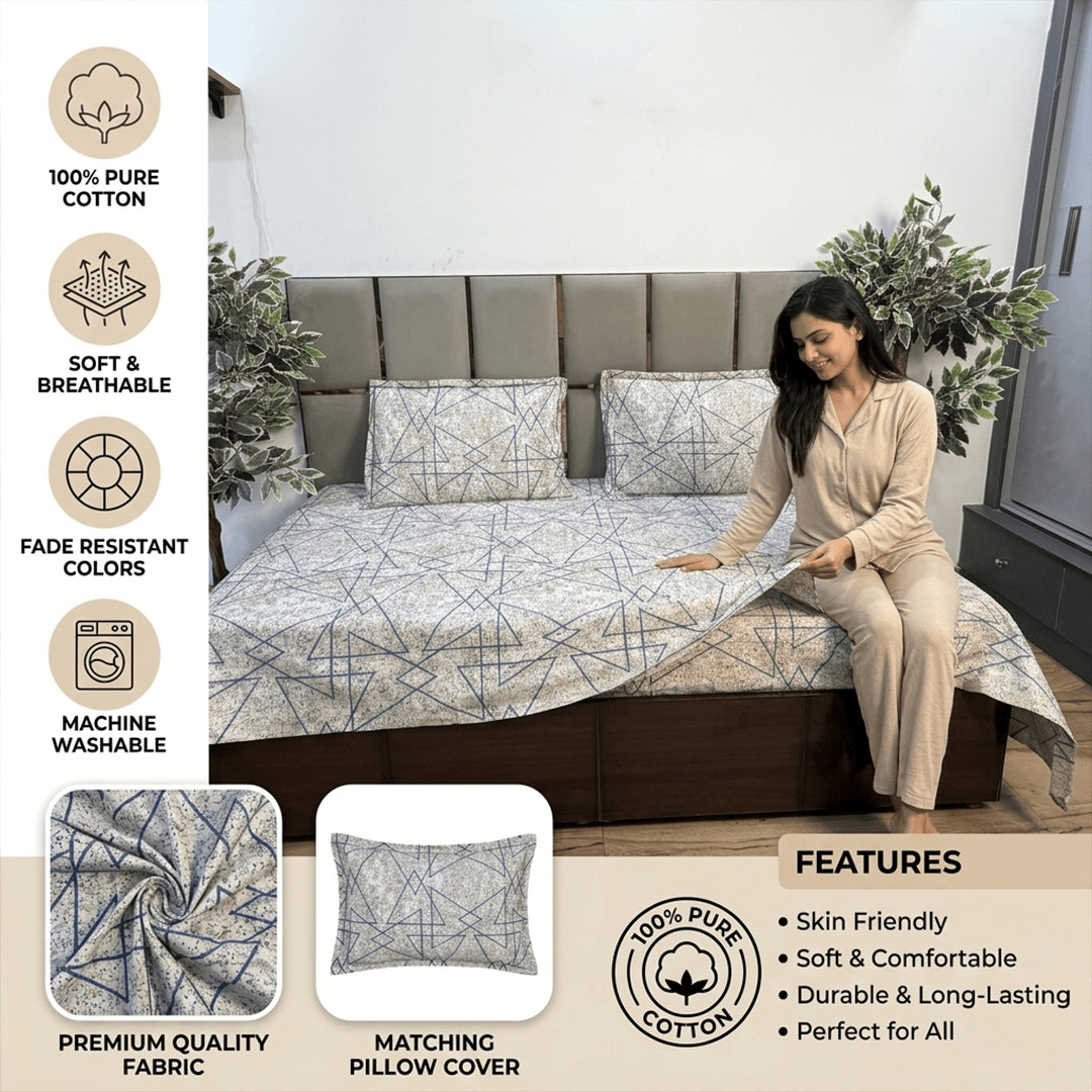Geometric Havana cotton bedsheet Geometric Havana cotton bedsheet