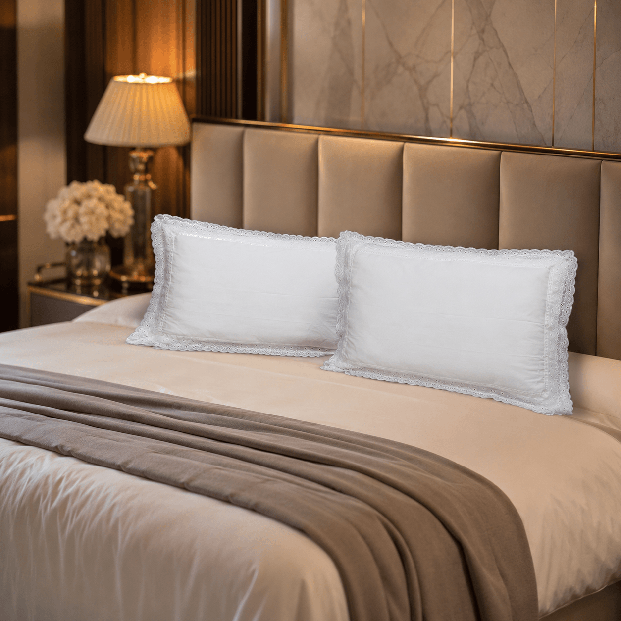 white pillow cover placed white pillow cover placed