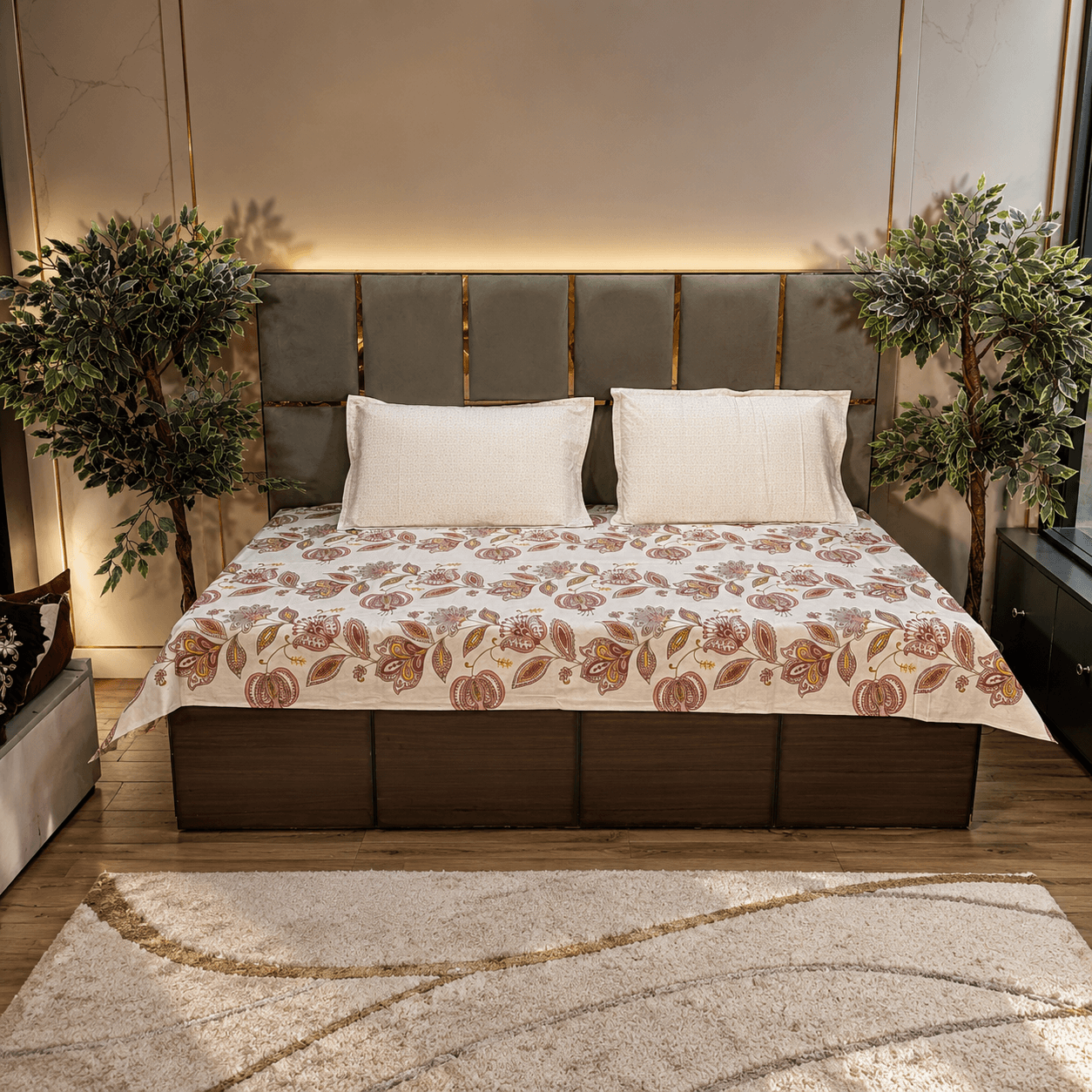 Autumn Blossom Ivory 5435 pure cotton kingsize bedsheet