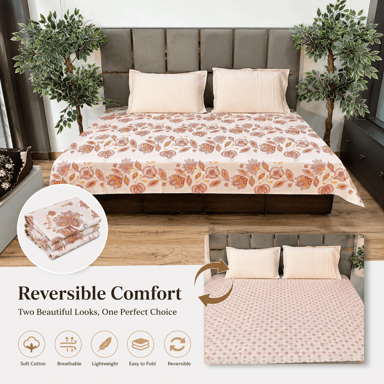 Autumn Blossom Ivory 5435 pure cotton kingsize bedsheet Autumn Blossom Ivory 5435 pure cotton kingsize bedsheet