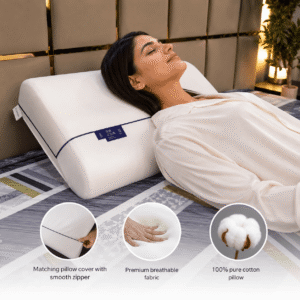Benefits of Contour Memory Foam Pillow ✔ Provides excellent neck and shoulder support ✔ Maintains proper spinal alignment ✔ Helps reduce neck pain and stiffness ✔ Relieves pressure points while sleeping ✔ Improves sleep posture and comfort ✔ Supports restful and uninterrupted sleep ✔ Suitable for daily home use ✔ Breathable design helps regulate temperature ✔ Retains shape even after prolonged use ✔ Ideal for people who wake up with neck discomfort
