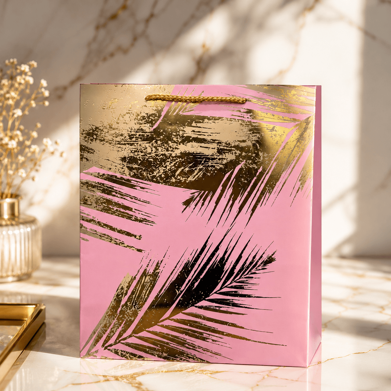 Blush Pink Tropical Gold Paper gift bag Blush Pink Tropical Gold Paper gift bag