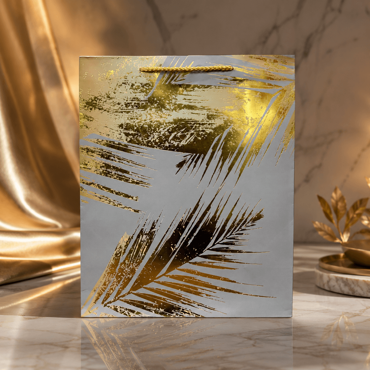 Silver Grey Tropical Gold paper gift bag Silver Grey Tropical Gold paper gift bag
