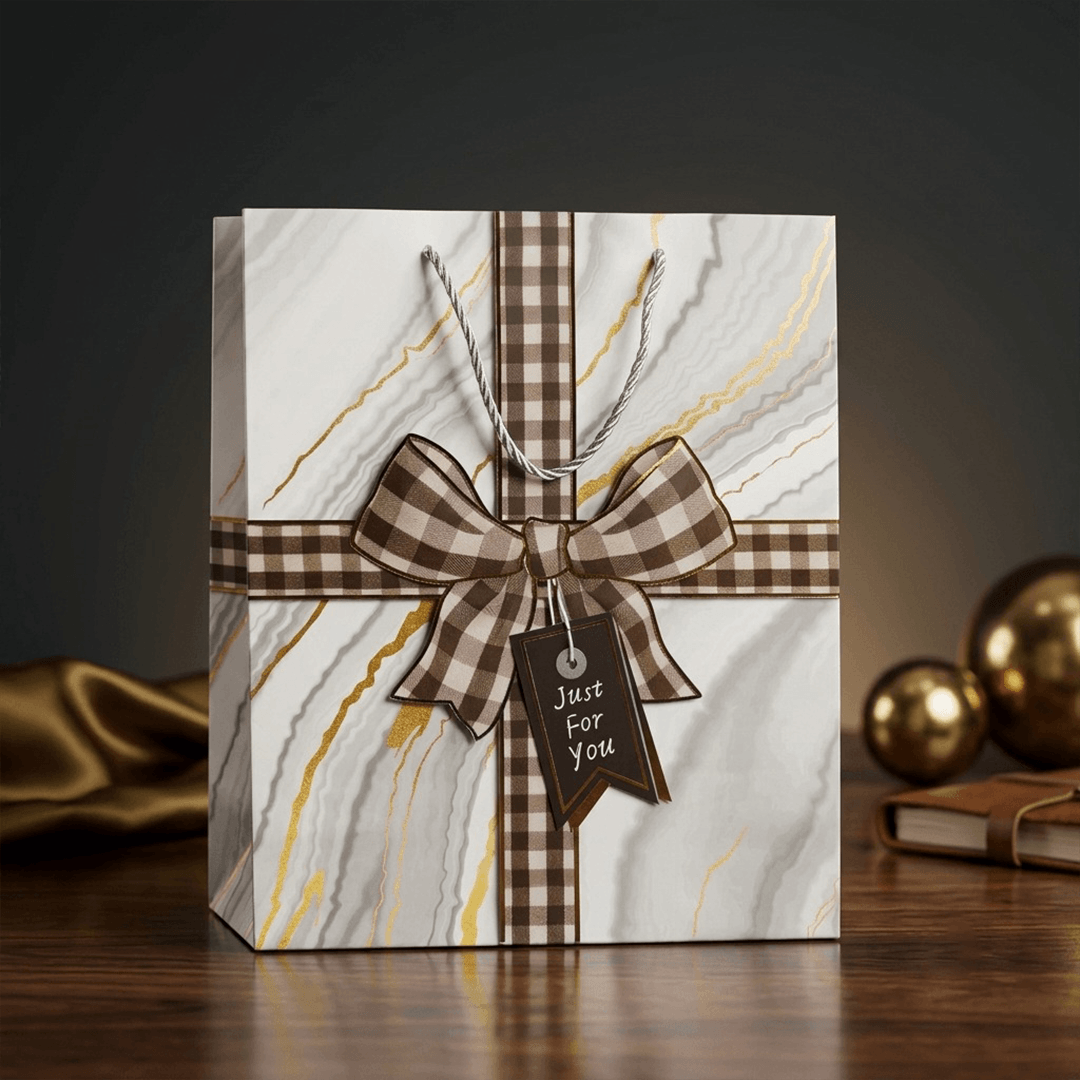 White Marble with gold Vein paper gift bag White Marble with gold Vein paper gift bag
