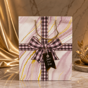 Pink Marble with Gold Veins paper gift bag