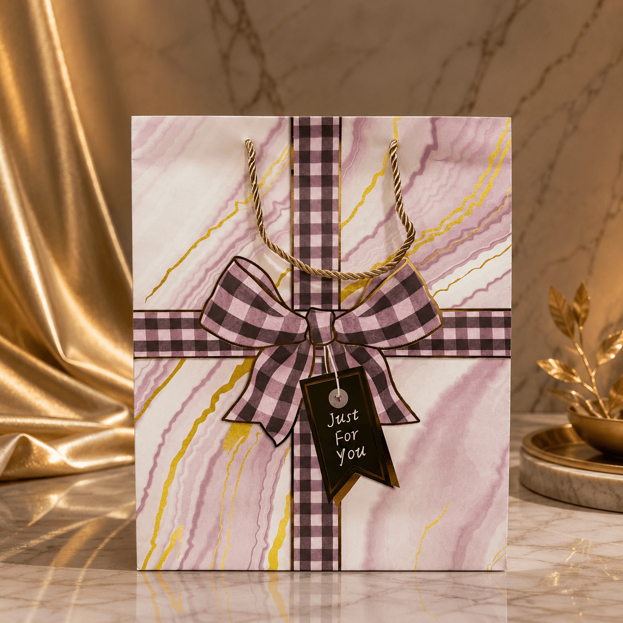 Pink Marble with Gold Veins paper gift bag Pink Marble with Gold Veins paper gift bag
