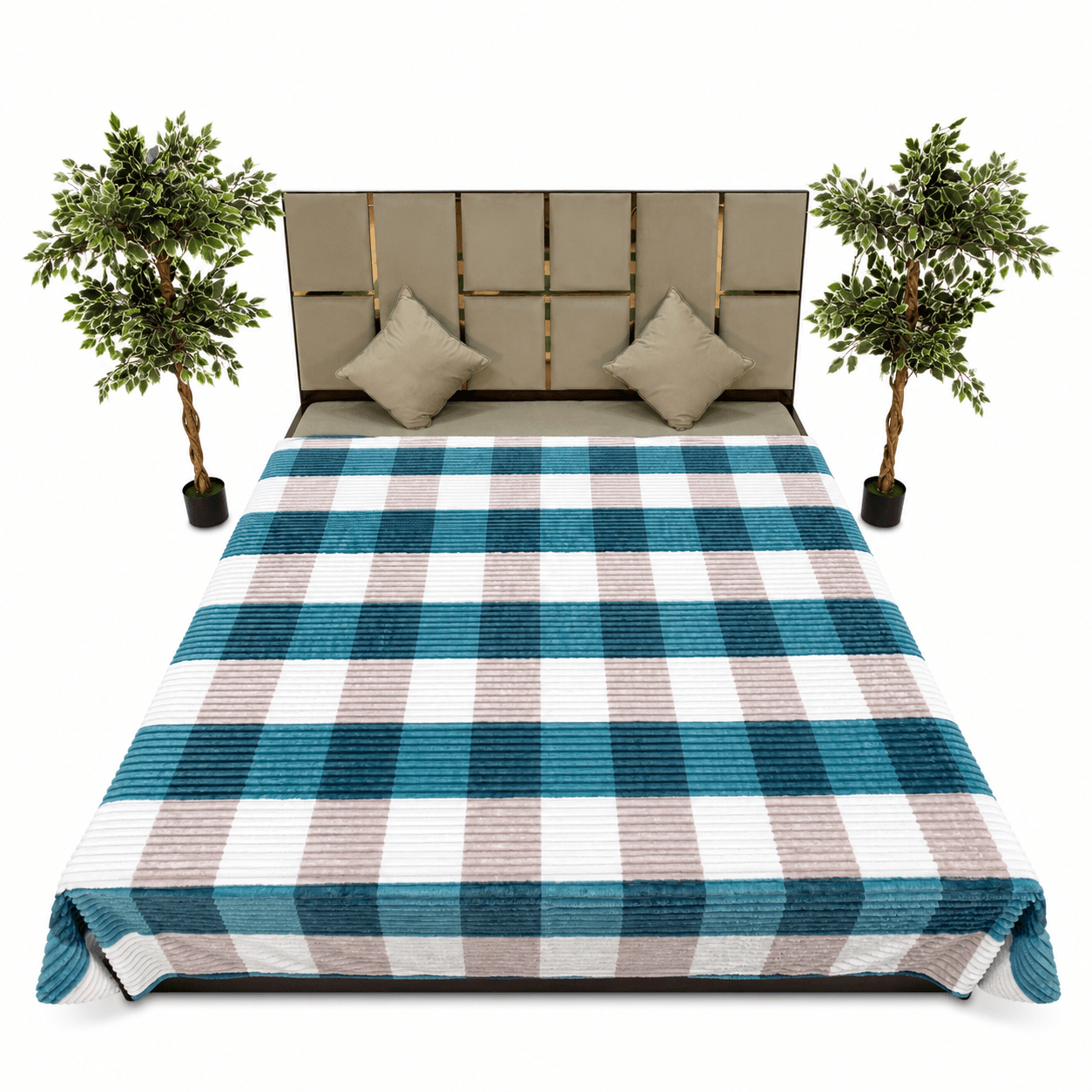 Teal Blue Checks soft touch ac quilts