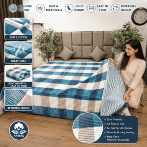 Teal Blue Checks soft touch ac quilts