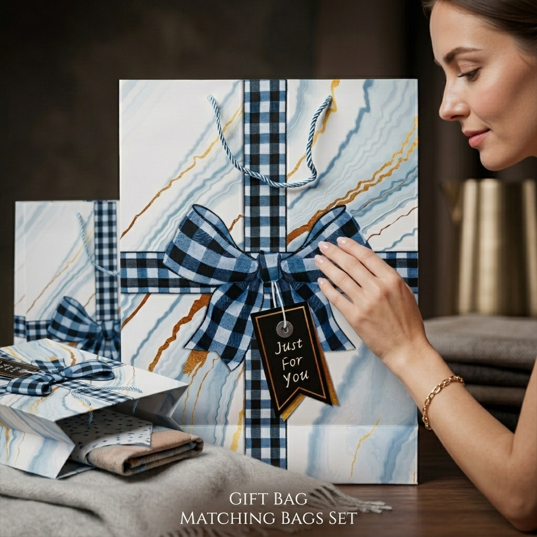 Blue Marble with Gold Veins paper gift bags Blue Marble with Gold Veins paper gift bags
