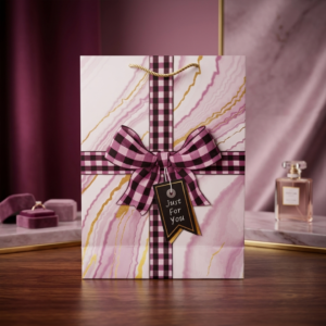 Pink Marble with Gold Veins paper gift bag