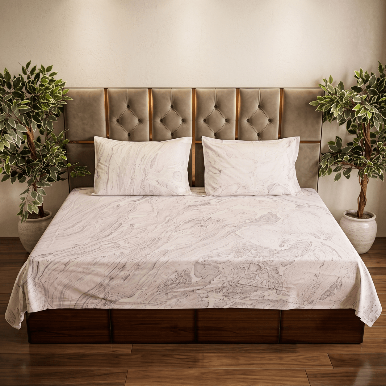 Arctic Marble Marble Print Bedsheet with matching pillow Cover