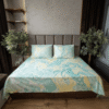 Mint Luxe Marble Print Bedsheet with matching pillow Cover